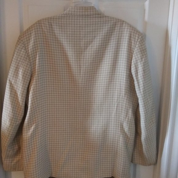🔴Sold🔴Vintage Retro Goldish Tan and Cream Plaid Blazer - Picture 3 of 8